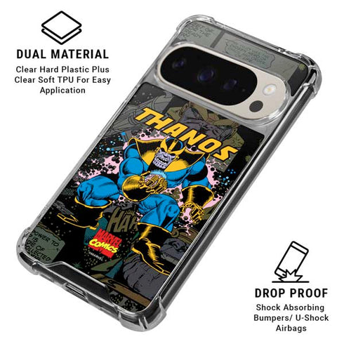 Marvel Classic Comics Thanos Google Pixel 9 Pro XL Clear Case
